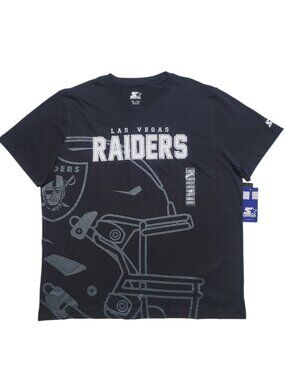 Starter Las Vegas Raiders NFL Mens Graphic T Shirt Black NWT XXL Football